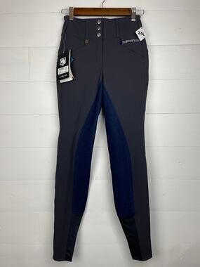NEW Romfh Champion 3-Button Full Seat Breeches Ink Blue Grey 24L NWT
